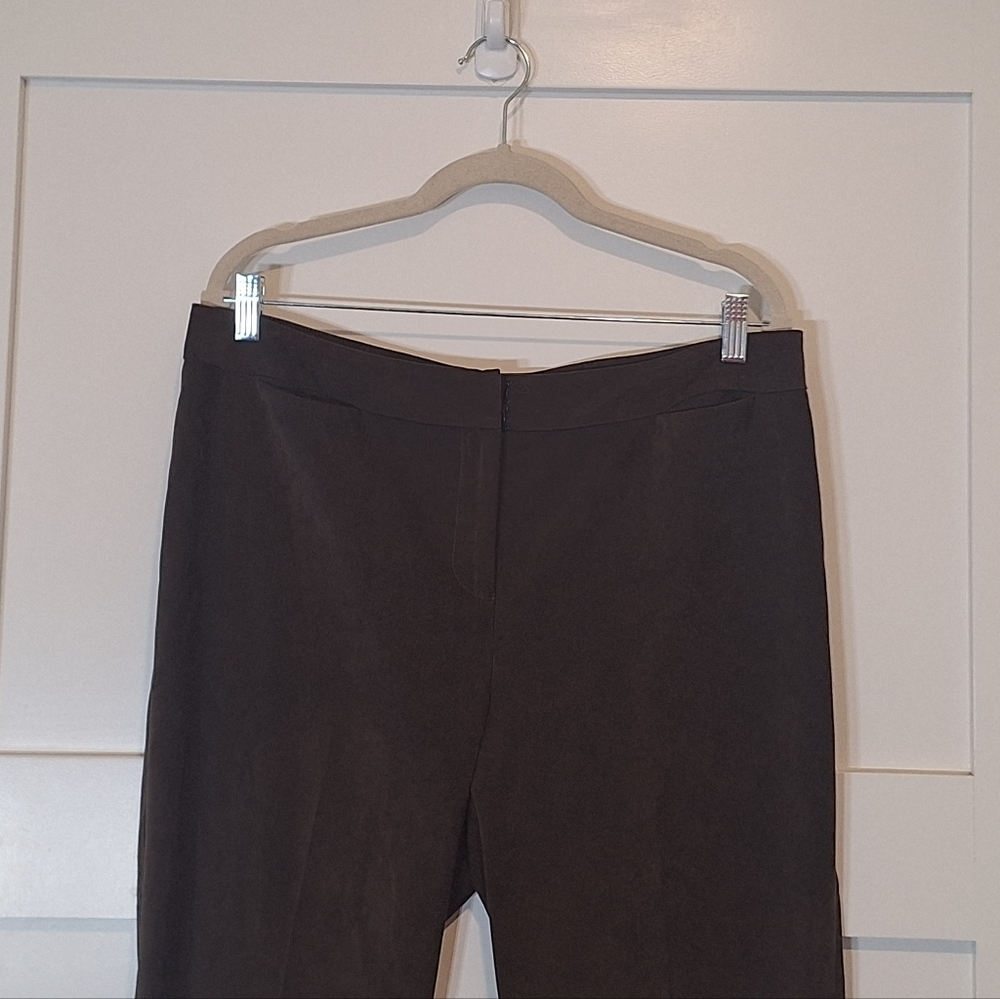 J.McLaughlin Velvet Velour Hi Waisted Trousers Pants Stretch Chocolate Brown 14 - Picture 3 of 15